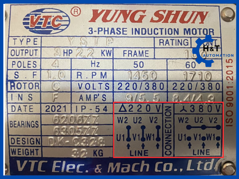 Động cơ khởi động sao-tam giác, điện lưới 3 pha 220V