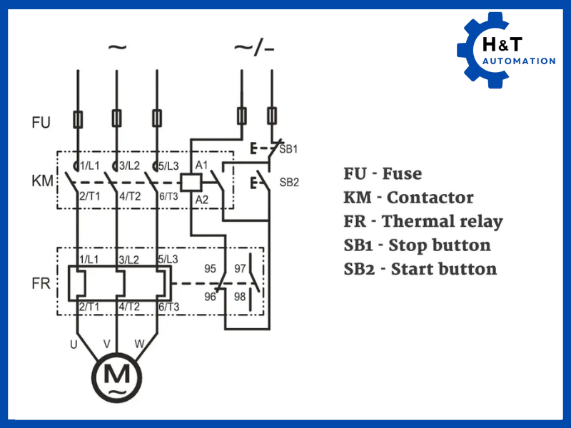 Mạch bảo vệ động cơ bằng Rơ le nhiệt